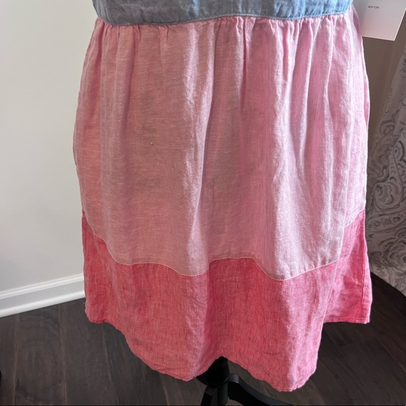 Cynthia Rowley 100% Linen Pink, Blue and Coral Color Block Sundress Size 8 - Picture 5 of 12